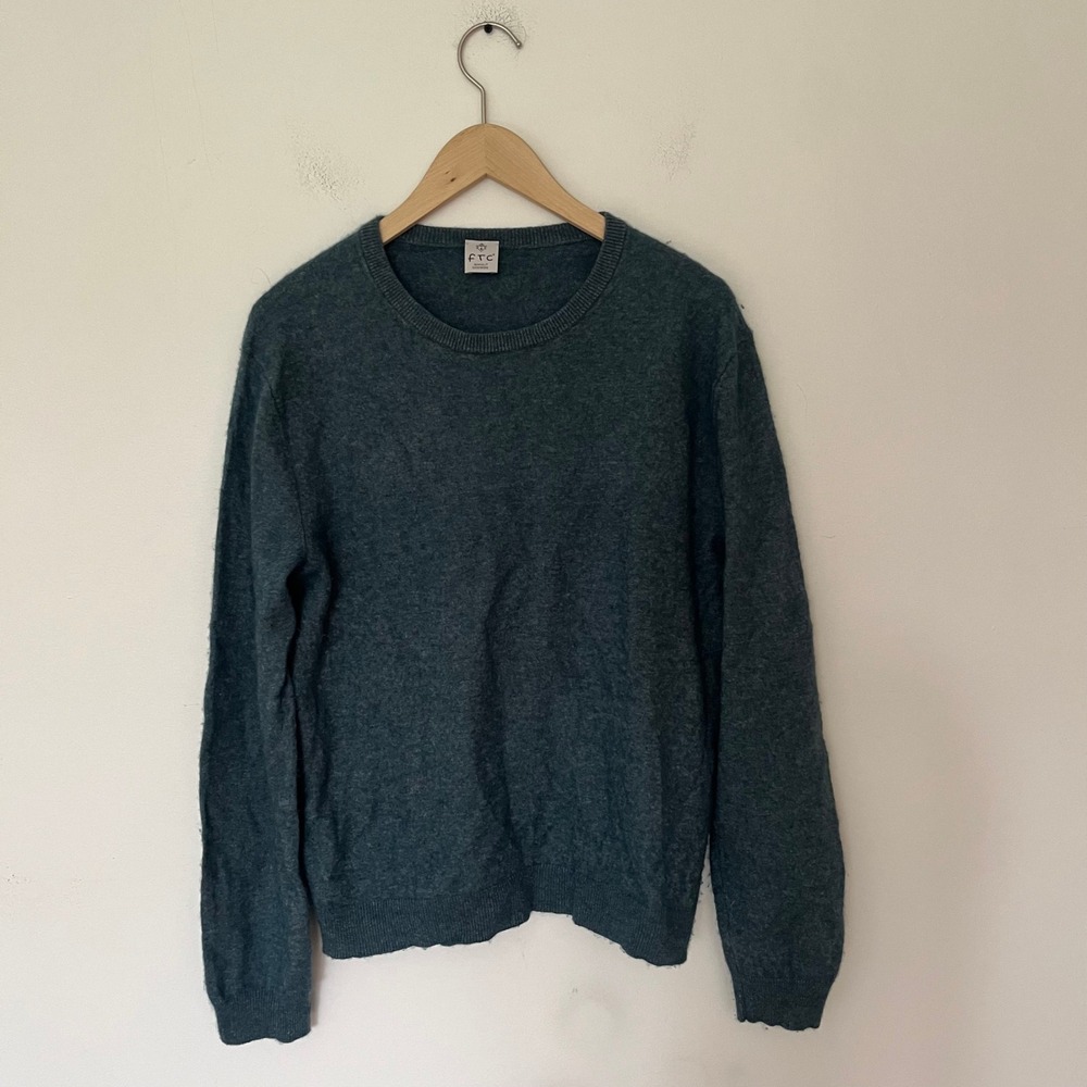 FTC Cashmere SeaCell Blend Crewneck Sweater Teal Blue XL 007-9100